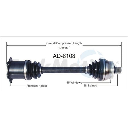 Surtrack Axle Cv Axle Shaft, Ad-8108 AD-8108